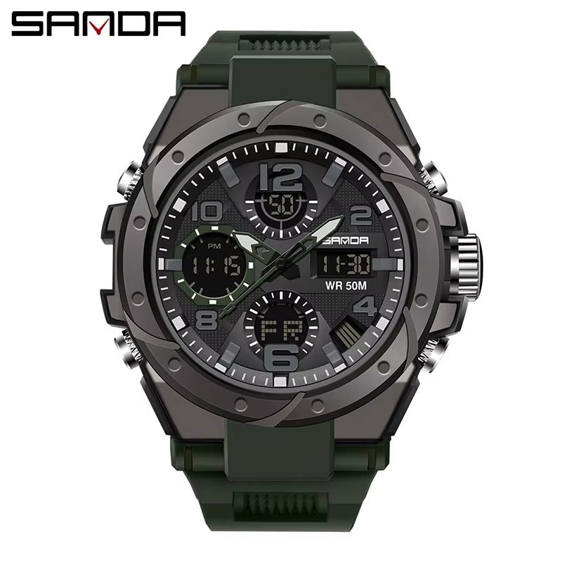 Luxury SANDA Digital Watch, Chronograph, Water Proof, With Box